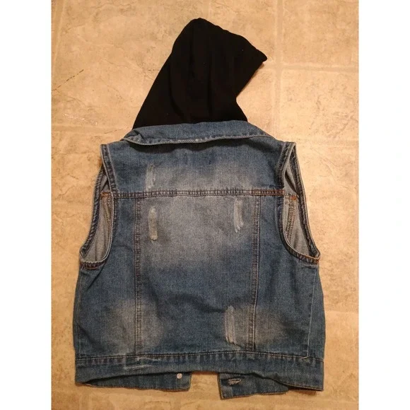 Ci Sono Vest Size Medium Denim Collection Sweatshirt Hooded Jacket Y2k - Picture 3 of 3